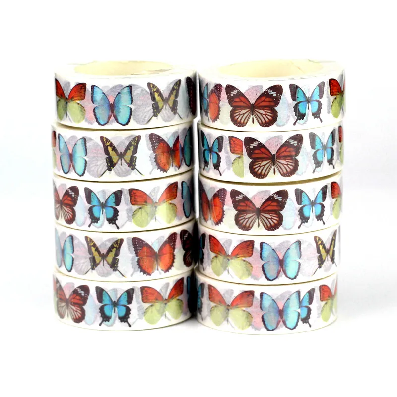 

2023 Bulk NEW 10pcs/Lot Decorative Apricot Sulphur Butterfly Set Adhesive Paper Masking Washi Tapes Cute Journaling Papeleria