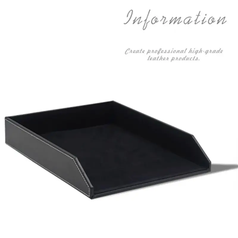 File Organizer Business Single Layer File Tray PU Leather Desk Sundry Container Holder Office Documents Storage Plate Stationery CUSTOMIZE