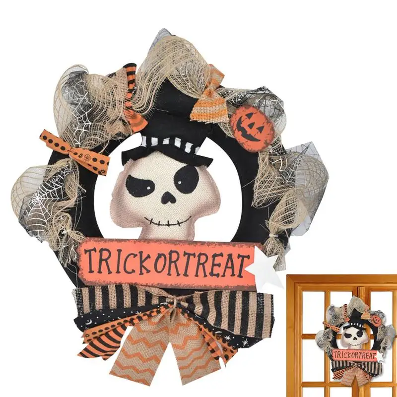 

Страшный венок на Хэллоуин, венок из ротанга с призраками, украшения для крыльца, страшный венок для входной двери, окна, стен, искусство на открытом воздухе