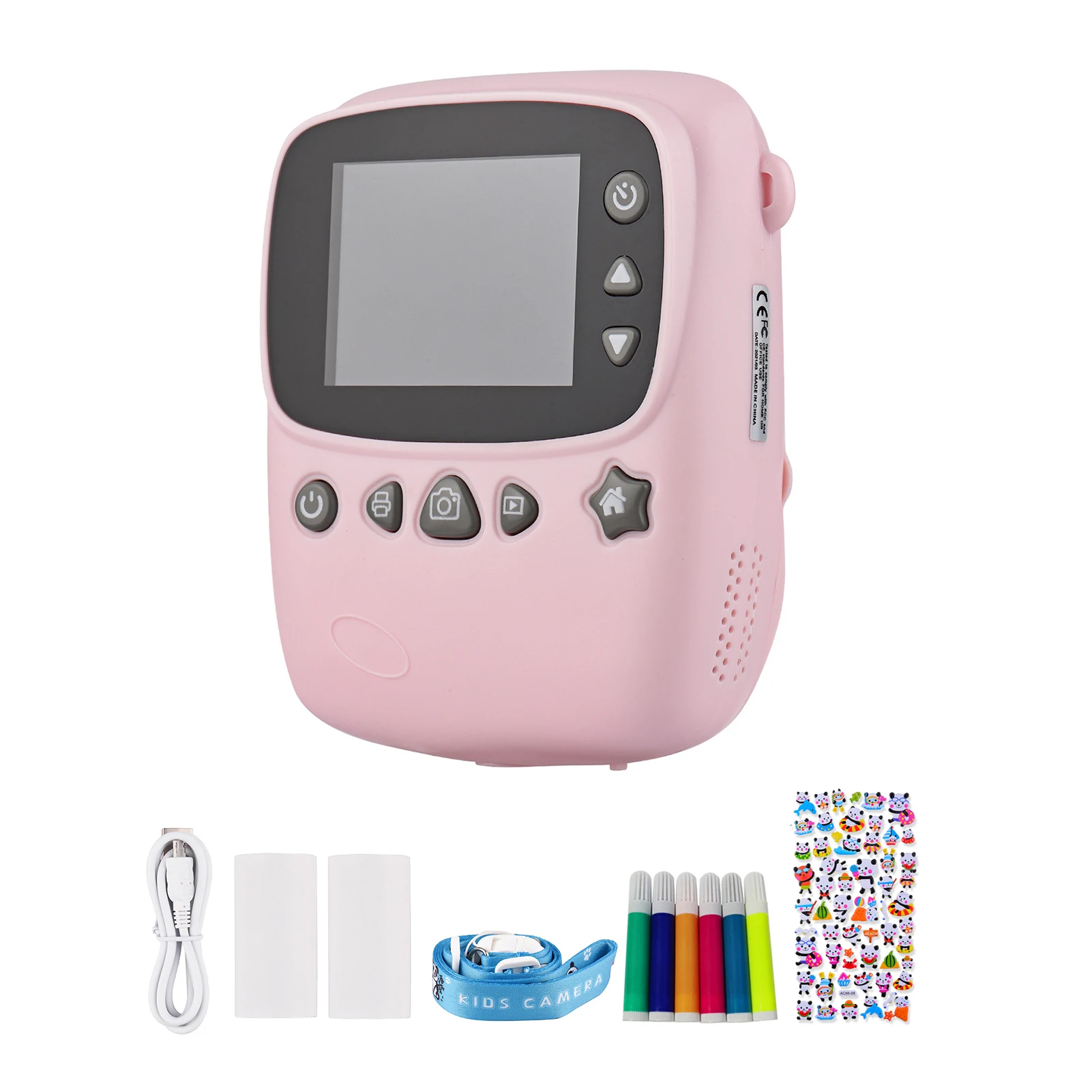 Kids Instant Print Camera 18MP Digital Video Camera 2.3" Screen with Colorful Markers Print Paper Stickers for Boys Girls Gift