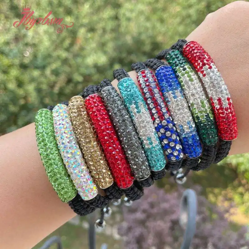 

8x25mm Round Tube Micro Pave CZ Disco Crystal Rhinestones Beads Bracelet Jewelry For Gifts Bracelets Bangles Free shipping