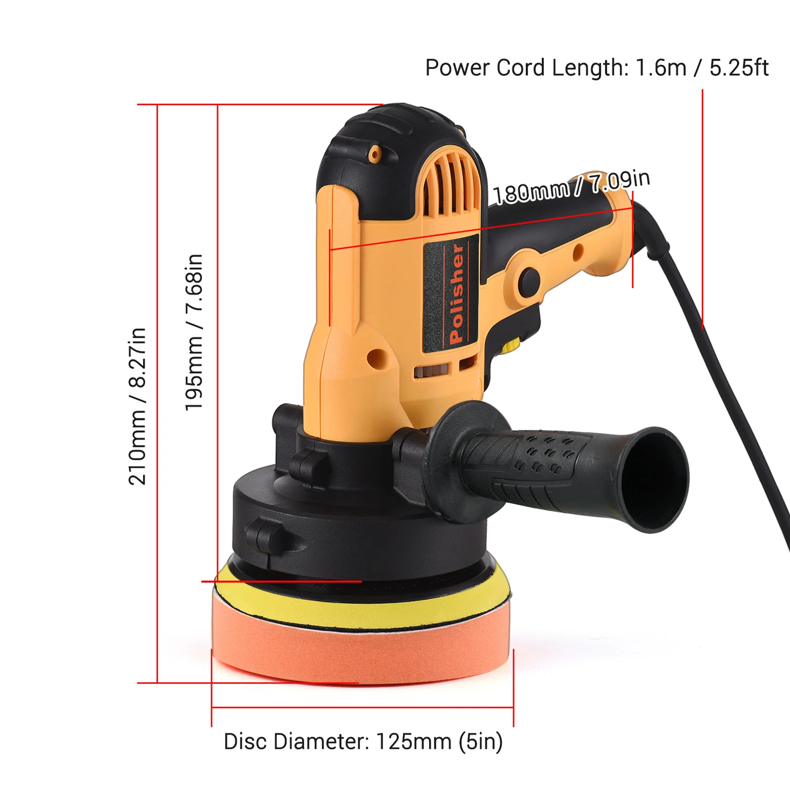 5-inch Electric Car Polisher Kit 700W Auto Car Buffer 600-3700RPM Variable Polishing Machine for Floor Furniture Ceramic Jade