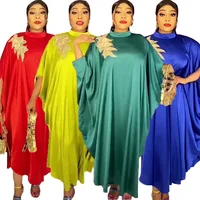 African Dresses for Women 2025 Plus Size Africa Dashiki Clothes Outfits Muslim Abaya Dubai Kaftan Satin Maxi Dress Boubou Robe