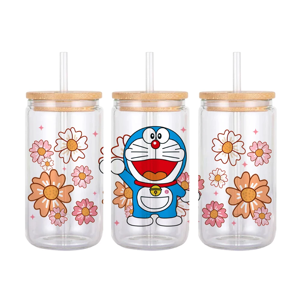 Japanese Cartoon Doraemon Pattern UV DTF Transfer Sticker Waterproof Transfers Decals For 16oz Glass Cup Wrap Stickers