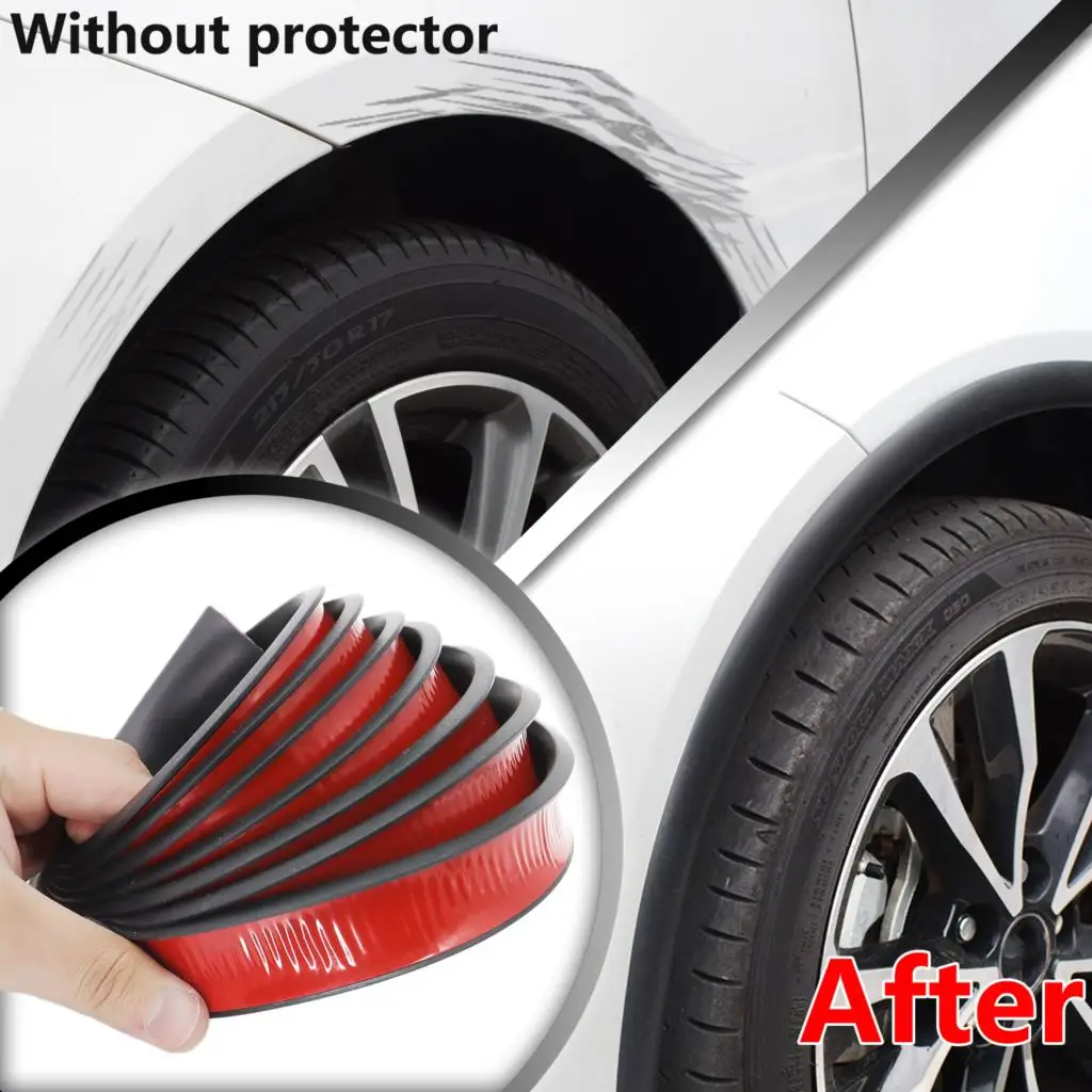 Car Wheel Arch Mudguard 3Meter Car Fender Flare Wheel Eyebrow Protector Arch Extenders Moulding Trim Camper Shells Rubber Seal Strip DIY Scratch Proof