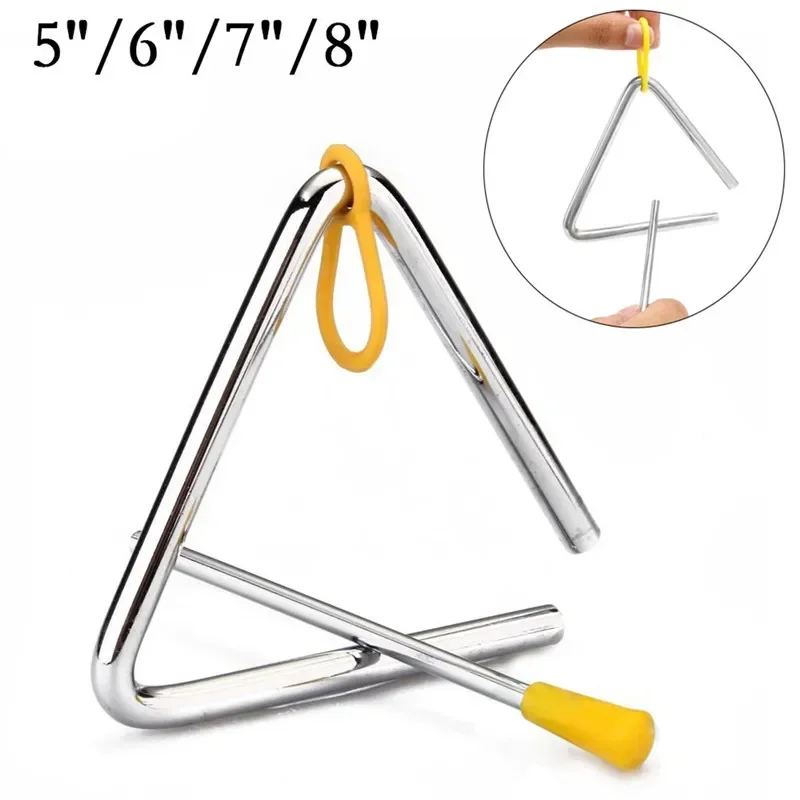 5"/6"/7" Musical Triangle Hand Percussion Instrument with Striker for Children Music Enlightenment Kids Musical Instrument