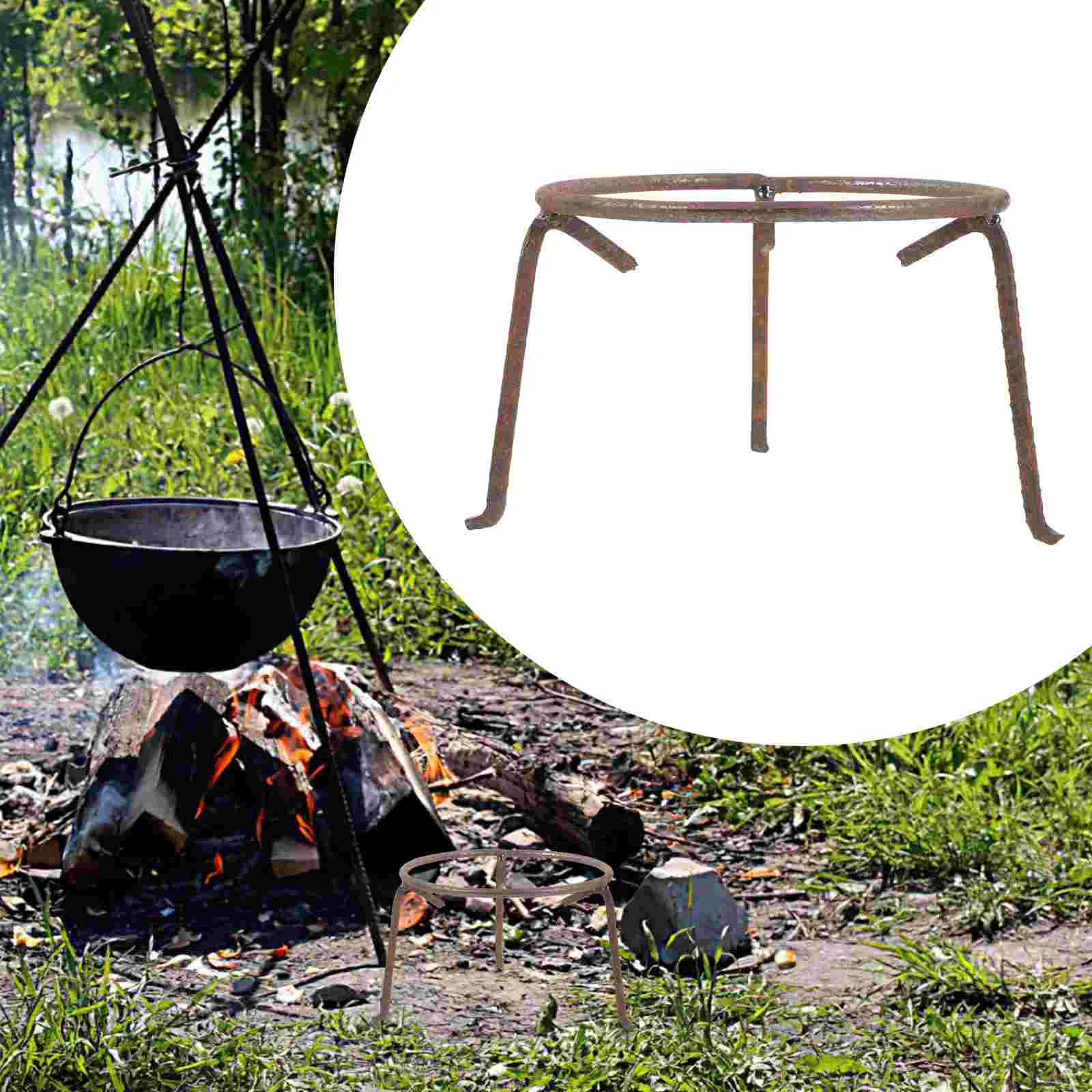 Tripod Cooking Fire Camping Stand Campfire Open Grill Round Over Camp Portable Backyards Oven Trivet
