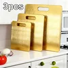 3pc Stainless Steel Gold Cutting Boards - Dishwasher Safe Chopping Board with Non-Slip, Juice Groove for Meat Fish Vegetables