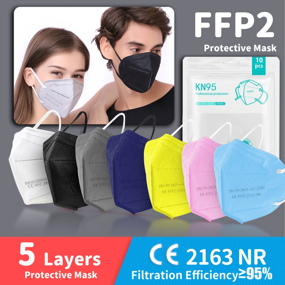 Adult FFP2 Mask 5Ply KN95 Masks Approved Safety Dust Respirator