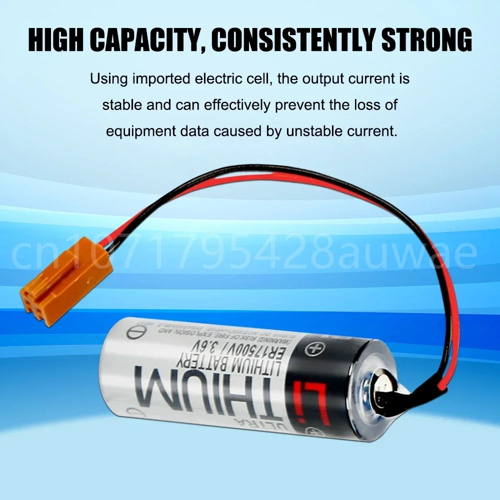 20PCS 100% Original 3.6V 2700mAh ER17500V ER17/50 CS1W-BAT01 PLC Lithium Battery With Brown Plugs Connectors 3