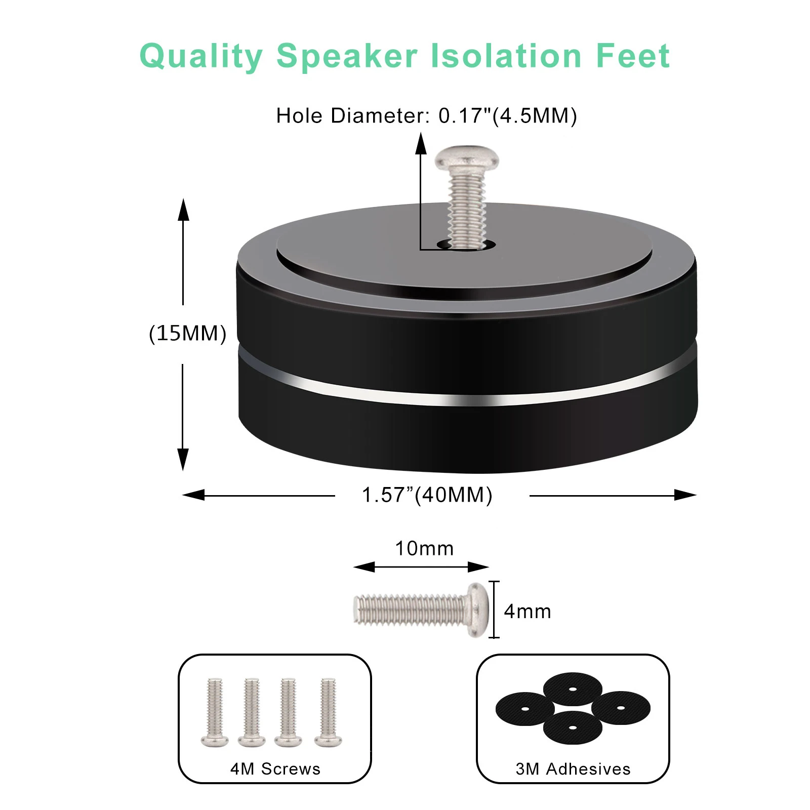 Speaker Isolation Spike Stand Voet, 4 Stuks 40x20mm Aluminium Isolatie Voeten Pad Anti Slip Rubber Hifi Draaitafel Voeten Voor Dac Versterker Recorder Meter Zilver 908883832