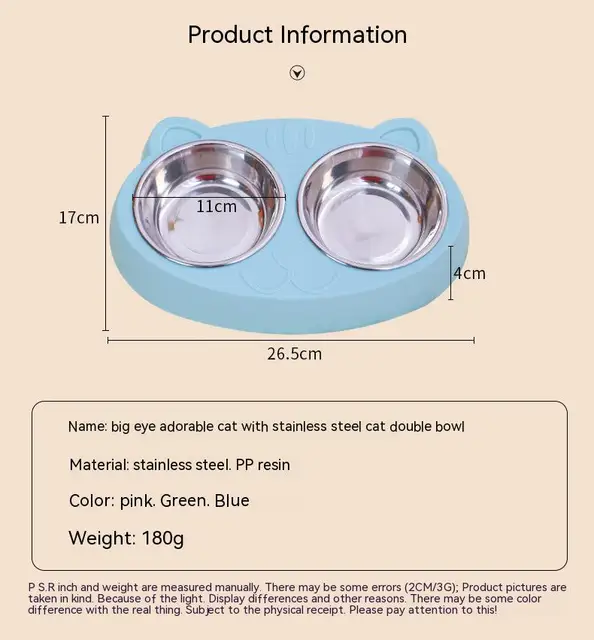 Non-Slip Double Cat Bowl Pet Water Food Feed Dog Bowls Pet Bowl Cats Feeder Feeding stainless steel Bowl Kitten Pet Supplies 3