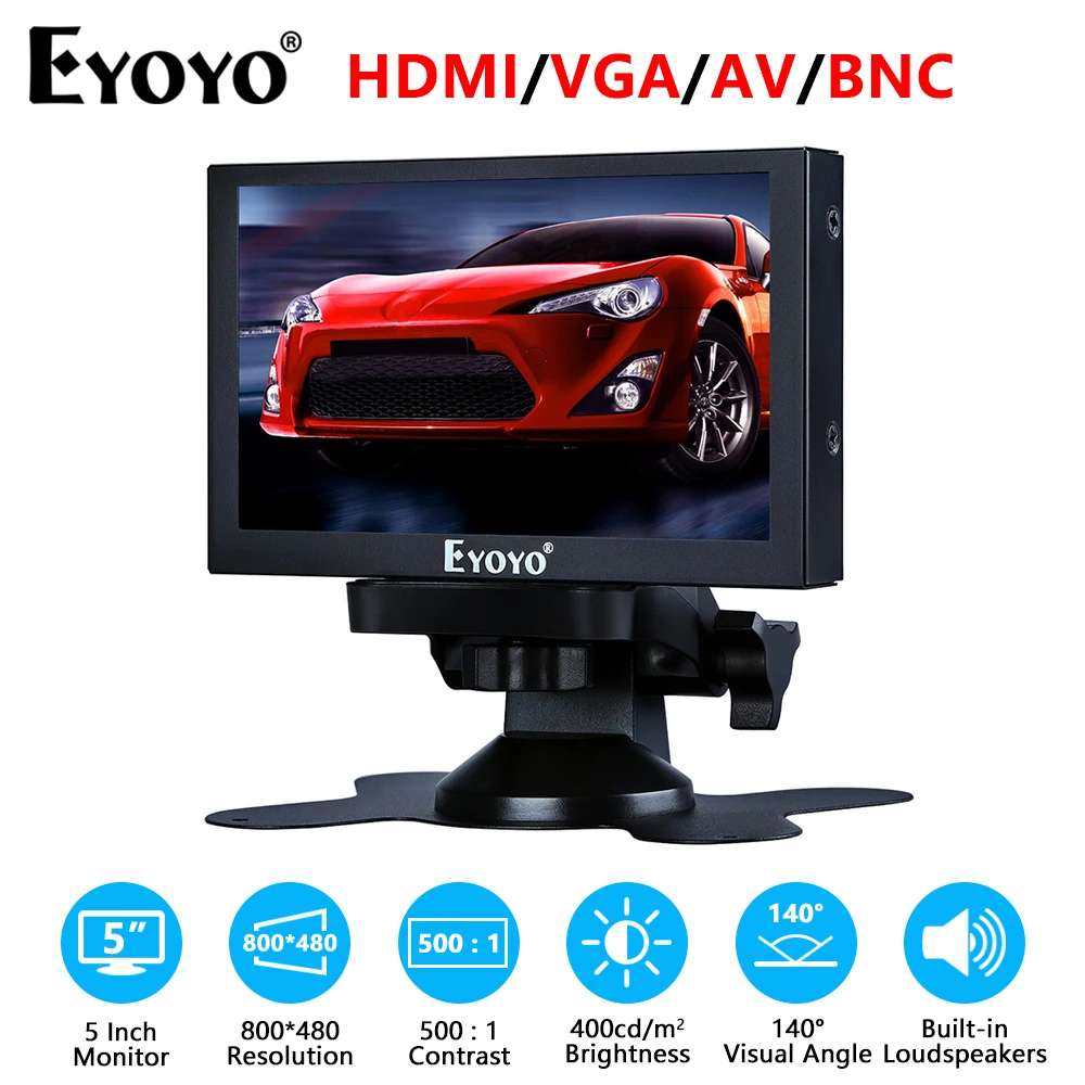 Eyoyo-mini Hdmi Gaming Monitor Retrovisor do Carro Home Security Resposta Rápida Display Portátil Raspberry pi Tela Lcd 800×480 5