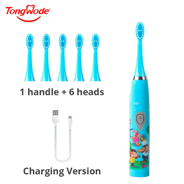 Children Sonic Electric Toothbrush Colorful Cartoon For Kids USB Rechargeable Soft  Automatic Waterproof With Replacement Head 1