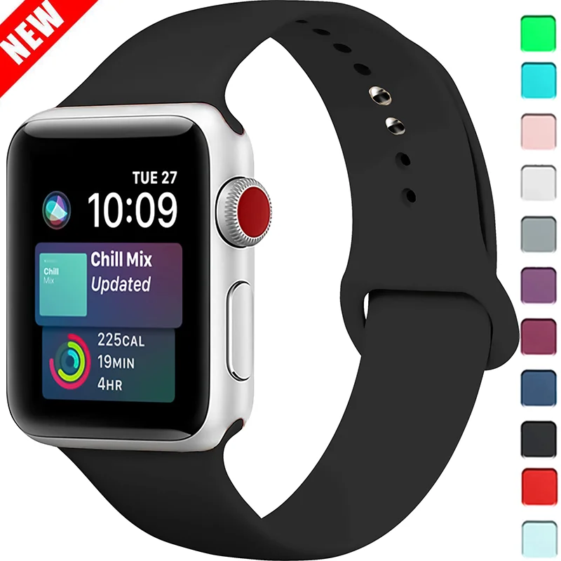 

Strap For Apple Watch band 44mm 45mm 41/42mm 38/40 MM Silicone Sport bracelet correa iwatch Series 9 8 Ultra 2 49mm 7 se 3 5 4 6