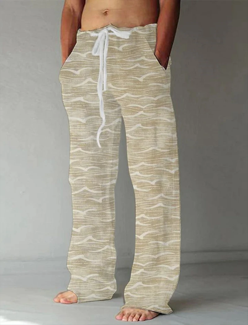 Summer men's trousers 3D printed black ink fish pattern slim fit casual trousers Comfortable casual men's straight trousers