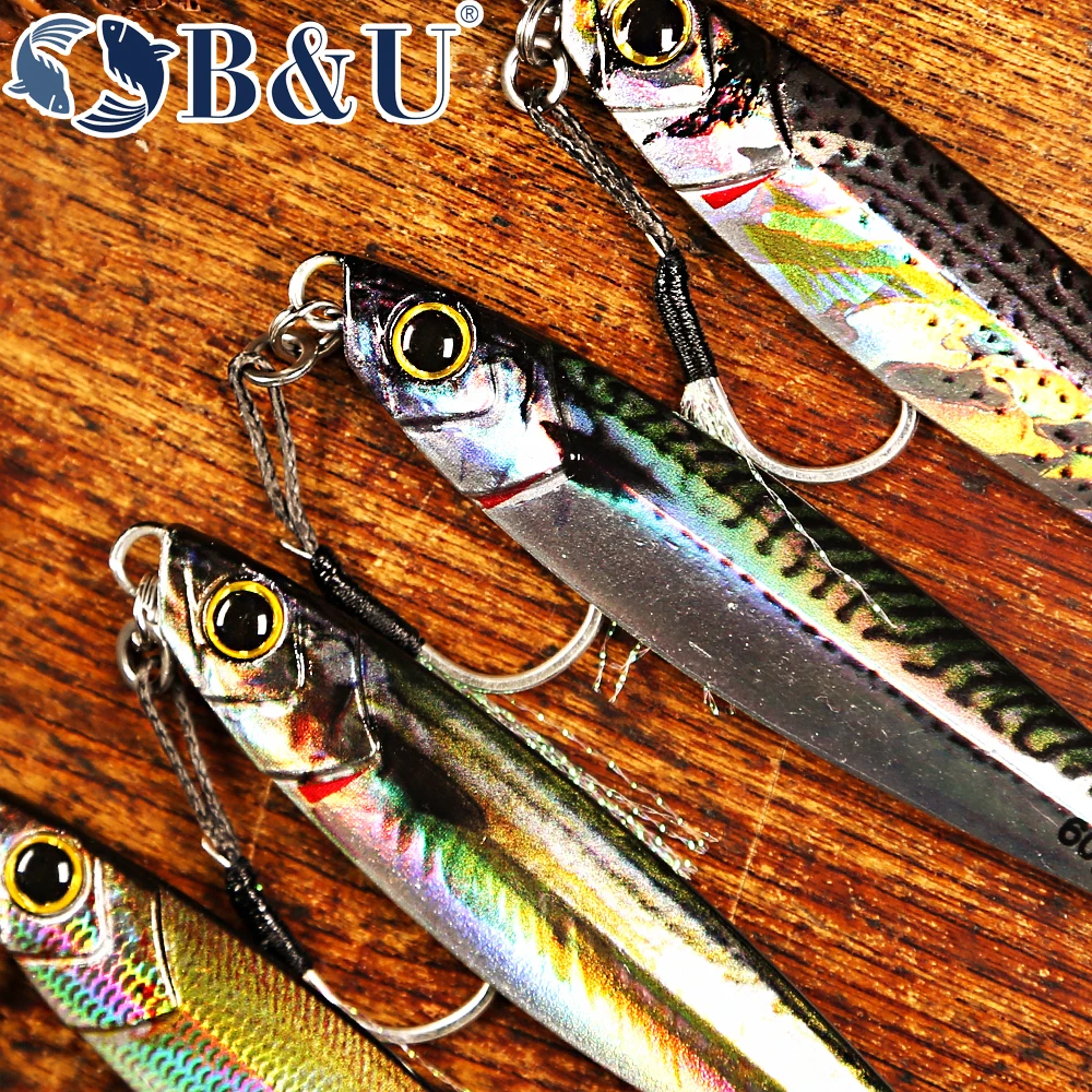 B&U Slow Metal Jig Sea Fishing LureTrolling Hard Bait Bass Fishing Bait  Tackle Trout Jigging Lure Jigs Saltwater Lures