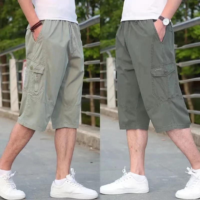 Oversize Men Cotton Shorts Fat Cargo Shorts Casual Plus Size Cropped Pants Sports Outdoor Pockets Military Tactical Summer 6XL
