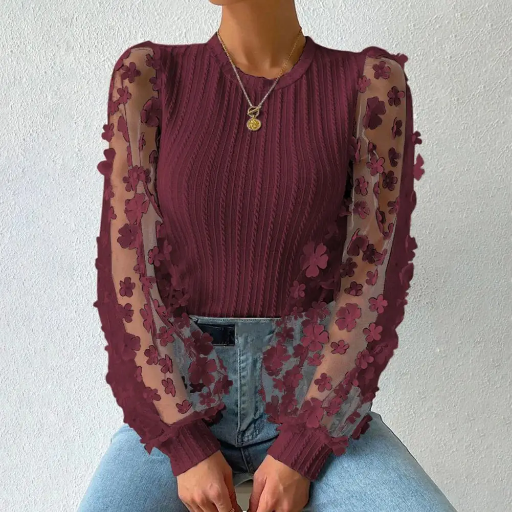 

Блузка женская с длинным рукавом, шикарный сетчатый шифоновый топ, повседневный джемпер с длинным рукавом, облегающая дышащая рубашка