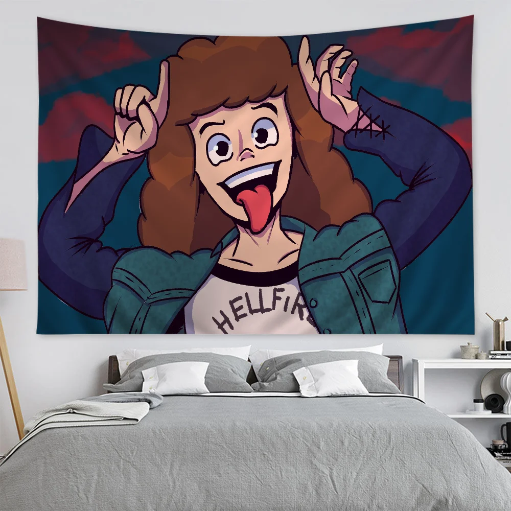thumbnail image 1 of Stranger Things E-Eddie M-Munson Printed Large Wall Tapestry Indian Buddha Wall Decoration Witchcraft Bohemian Decor Blanket, 1 of 5