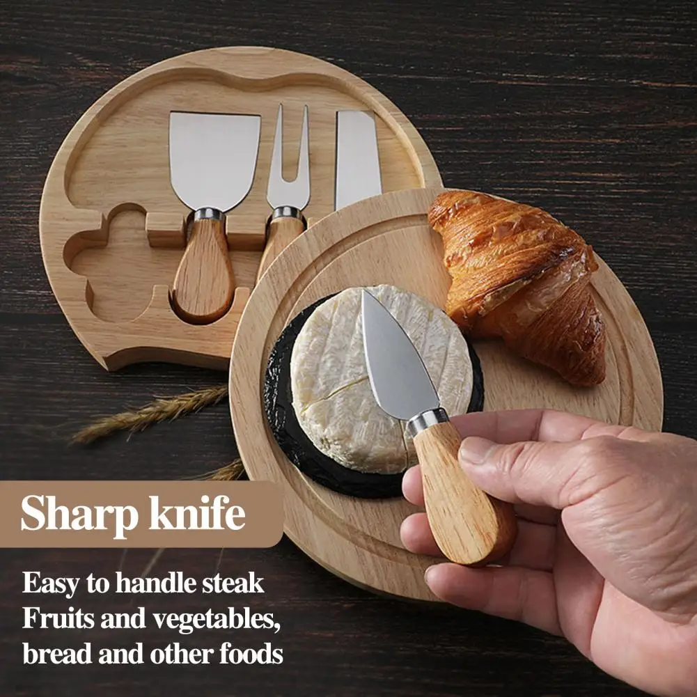 Stainless Steel Cheese Cutter Set Wood Handle And Tray Mini Charcuterie Board With Cutters And Forks Wedding Guests Gift Boxes