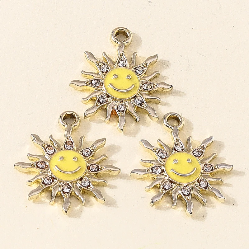 Leslie 10 Stück Emaille-Strass-Kristall-Anhänger mit griechischer Sonne für Anhänger, Ohrringe, Armbänder, Halsketten, Schmuckherstellung, DIY-Basteln