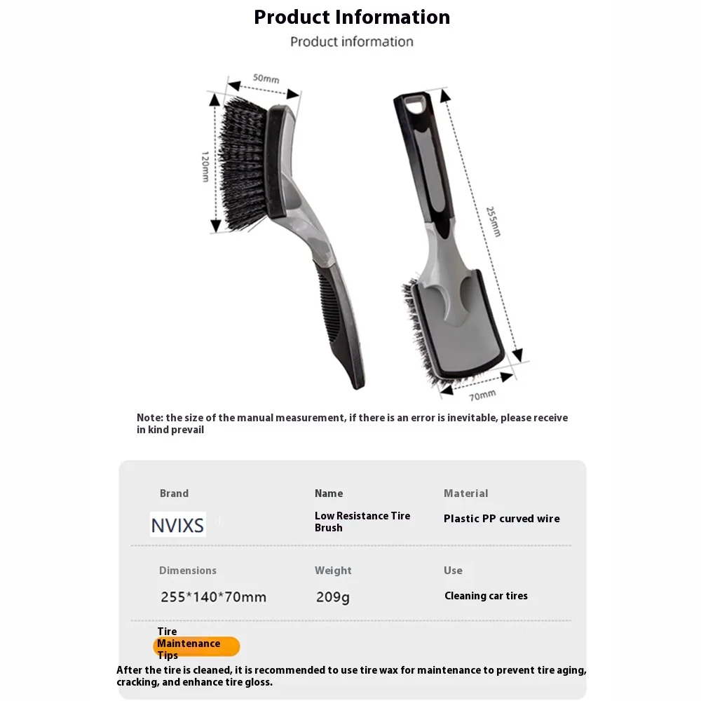 Car tire brush Stiff brush Low resistance tire brush Black stiff brush (For Cars, Trucks, SUVs, RVs, Home, Workspace) 4