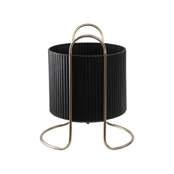 Black Metal Planter with Gold Stand Indoor Outdoor Drainage Durable Round Pot Suitable Foliage Simple Minimalist Design 4