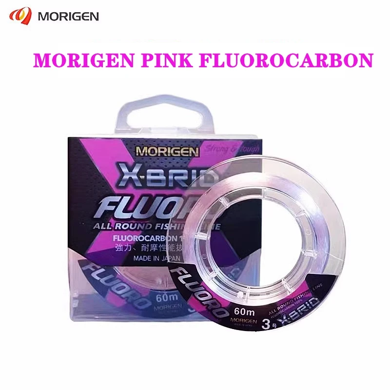 Original Japan MORIGEN X-BRID FLUOROCARBON Fishing Line 60m-200m 4.6LB-29LB Pink Carbon Fishing Line