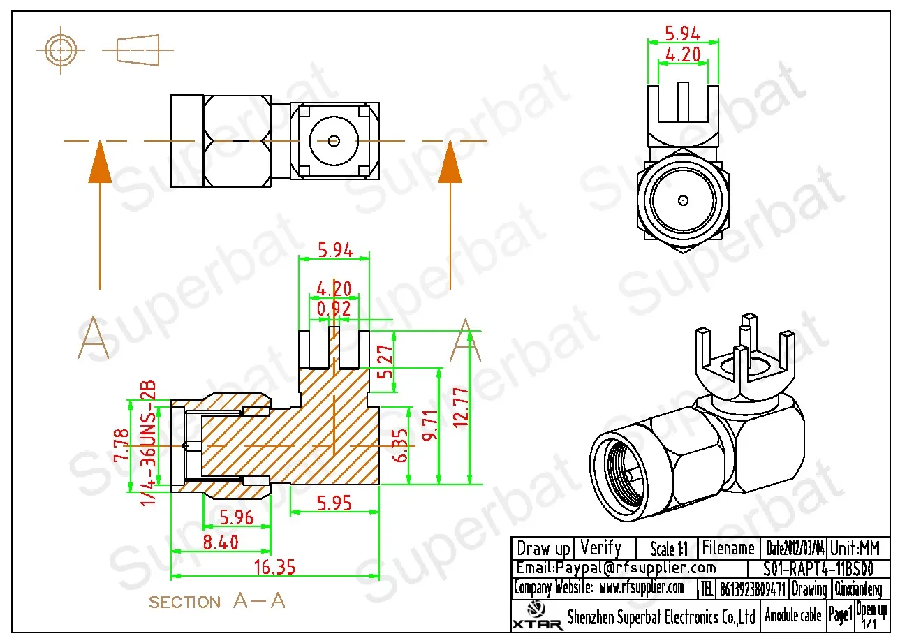 SMA 50ohm Right Angle PCB Mount RF Coaxial Connector