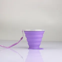Foldable Silicone Travel Cup - Cute and Collapsible Water Bottle - 270ml (Purple)