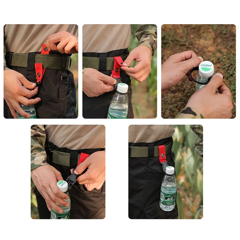 Molle Webbing Backpack Buckle Water Bottle Holder Clip Tactical Keychain Belt Clips Outdoor Hiking Climbing Camping Accessories