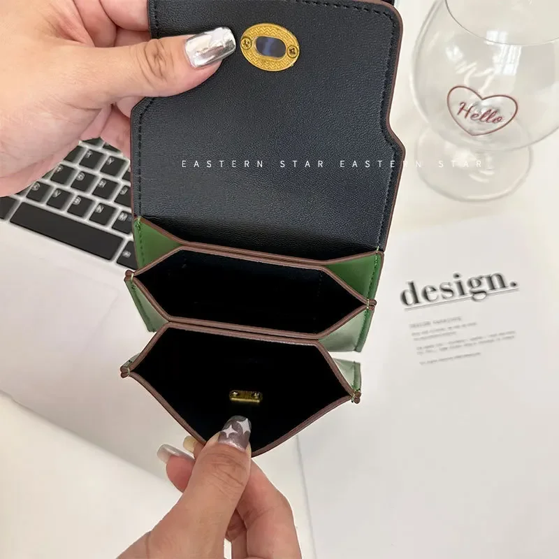The new Korean version of women\'s card bag purse short fashion multi-color multi-card bag zipper