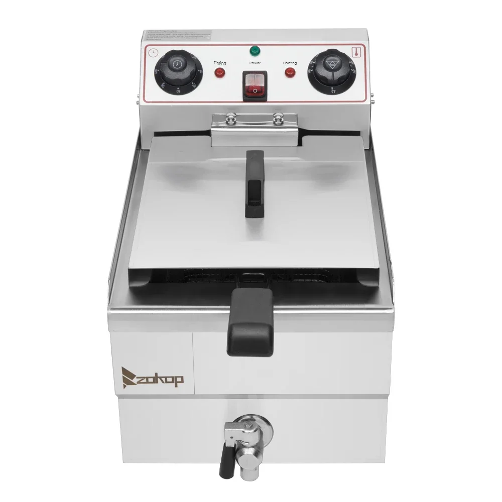 EH101V 8.5QT/8L Total Capacity 12.5qt/11.8l Stainless Steel Faucet Single Tank Deep Fryer 1700W Max 2