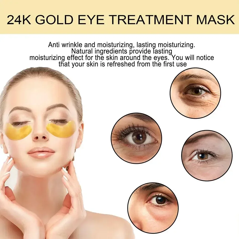 24KGold Collagen&Hyaluronic Acid Eye Mask,Anti-Wrinkle,Dark Circles Removal Under Eye Patches,Moisturizing,Nourishing Skin Care