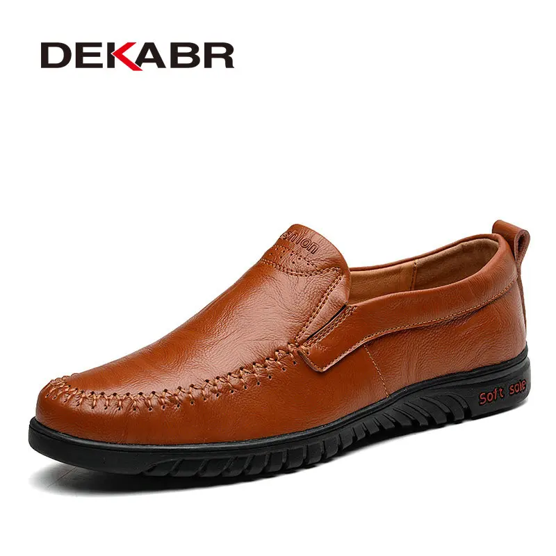 Casual Shoes Leather Shoes DEKABR Genuine Leather Men's Loafers Luxury Men Casual Shoes Fashion Driving Shoes Breathable Slip on Moccasins Size 37~47