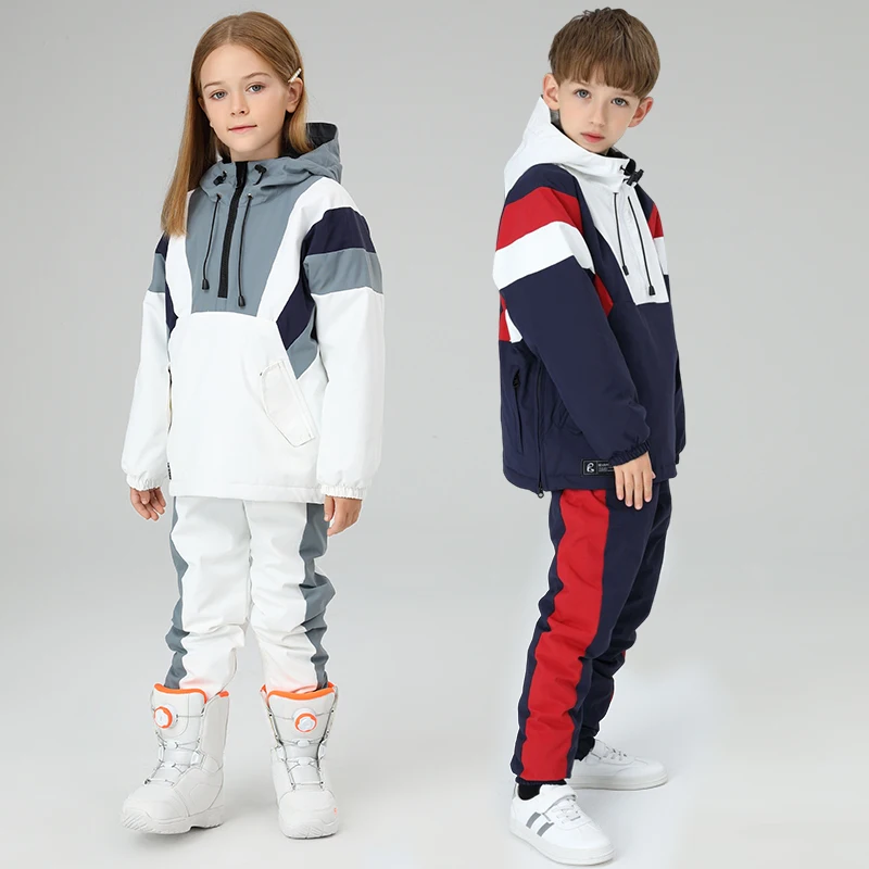 New Children's Ski Suit Boy Girl Warm Winter Outdoor Sports Snowsuit Skiing Snowboarding Set Waterproof Windproof Snow Costumes