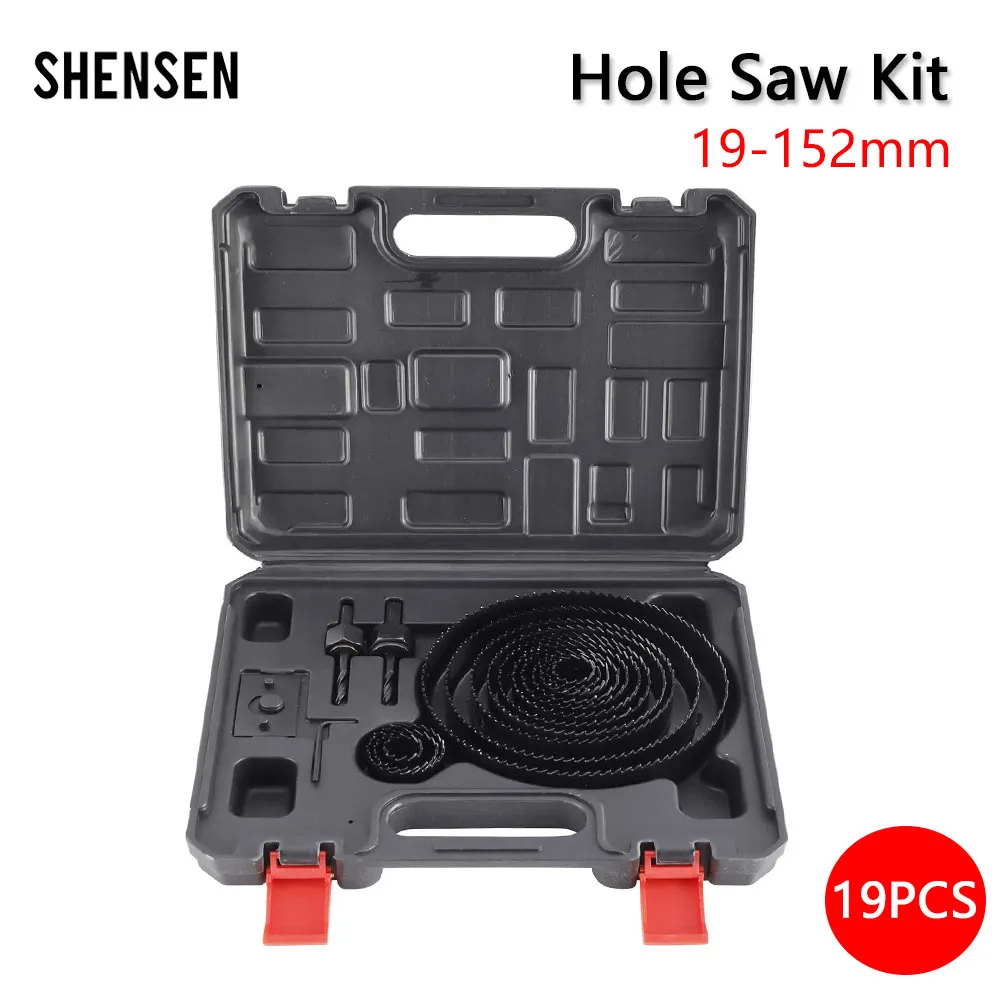 

Hole Saw Cutting Set Kit 19 Pcs Hole Saw Kit with 13Pcs Saw Blades 2 Drill Bits for Soft Wood Plywood Drywall PVC