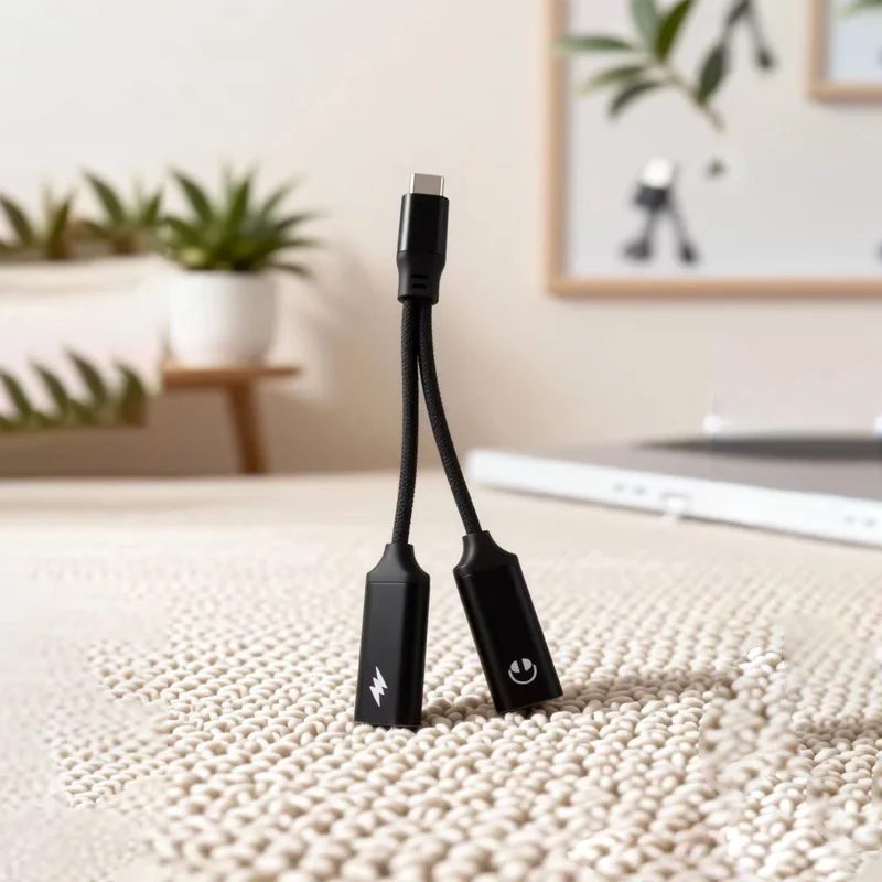 새로운 2 IN 1 USB C 타입 C 스플리터, 듀얼 타입 C 헤드폰 잭 오디오 어댑터, 삼성 아이폰 15 화웨이용 고속 충전 60W 지원