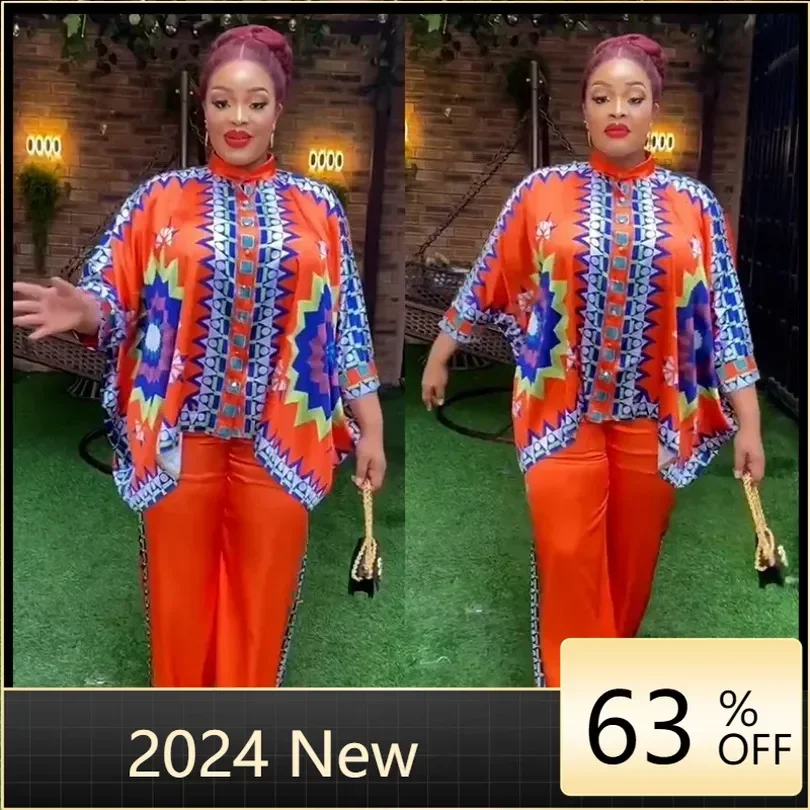 

2 Pieces Women's Sets 2024 Summer Spring Flower Print Pullover Suit Tops And Pants Suits Two Piece Set Tracksuit Outfit
