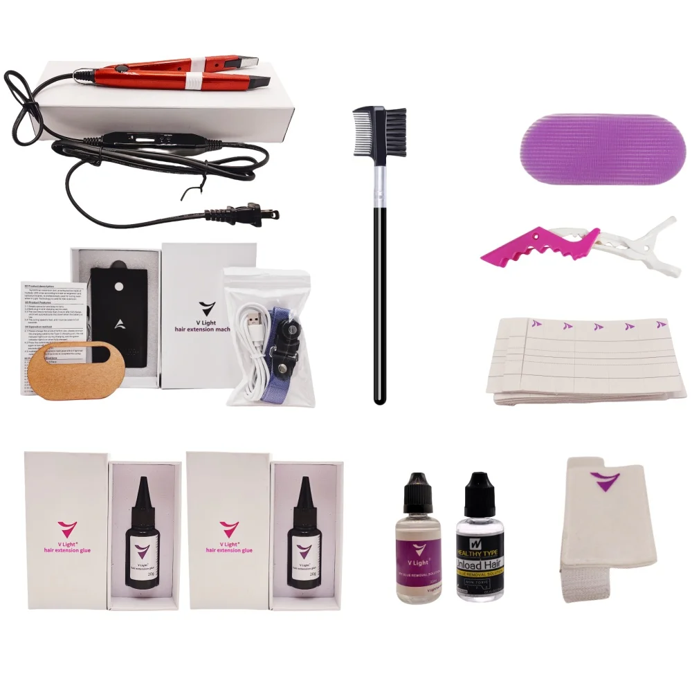 Лучший набор для наращивания волос с V-образной технологией, парик, кусок для волос, инструмент для быстрой прививки, инструмент для твердого наращивания волос Лучший набор для наращивания волос с V-образной технологией, парик, кусок для волос, инструмент для быстрой прививки, инструмент для твердого наращивания волос