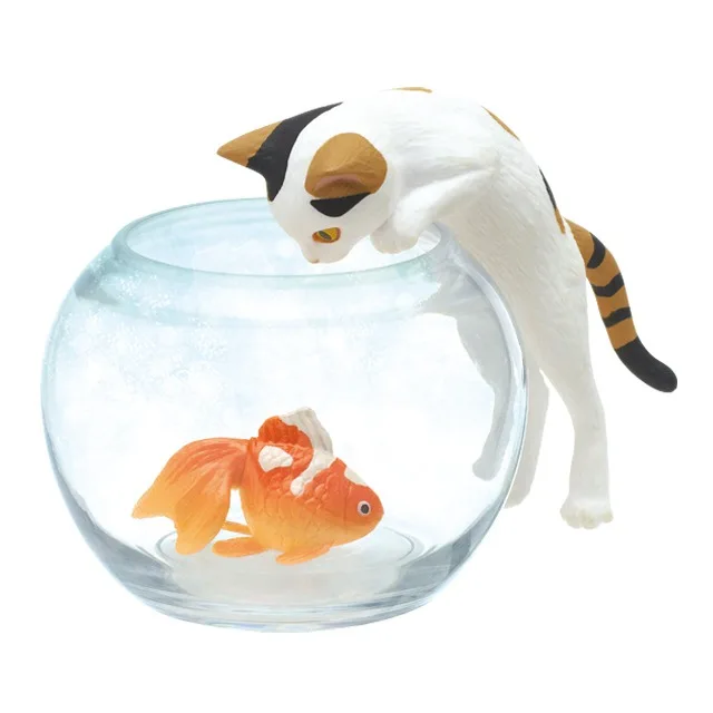 Sulgyt 1PCS Cat Fishing Figurine, Cute Animal Model Cat Fishing Gashapon  Toys, Aquarium Water Tank Lovely Cats Statue, Cats Fishing Figure,  Ornaments