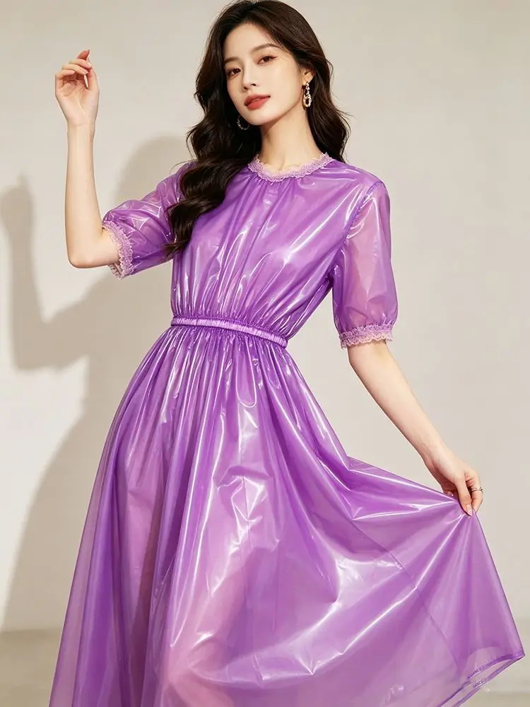 Maglietta Sexy Trasparente in PVC a Maniche Lunghe