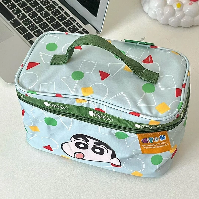 

New Bandai Kawaii Anime Crayon Shin-Chan Makeup Storage Bag Cute Sweet Cartoon Journey Handbag Wash Bag Lovely Gifts for Girls