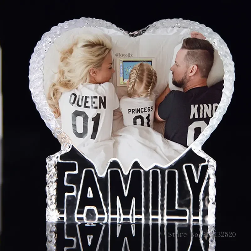 Customized Iceberg Crystal Trophy, Creative Souvenirs, DIY Photo Color Printing Inner Carving Pattern Family Mom, Dad Gifts, 1Pc