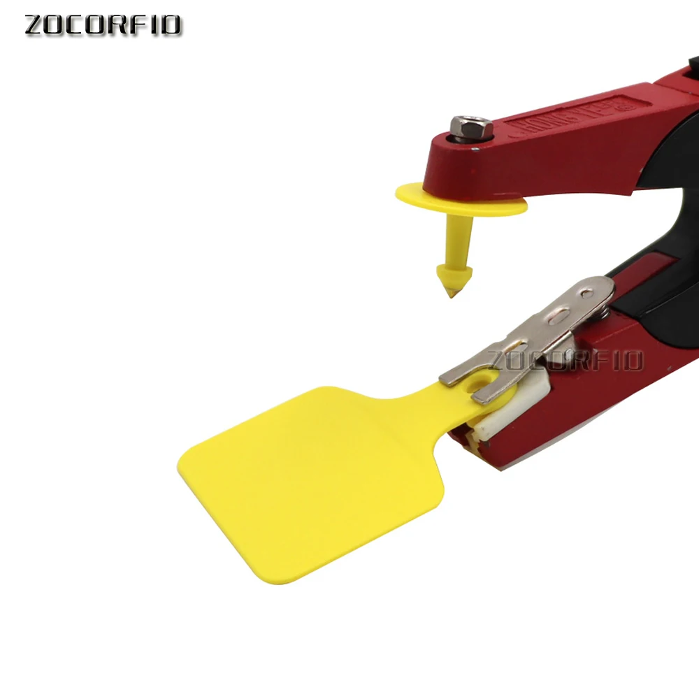 

100 комплектов ушных бирок для коровы, Ушные бирки, 860-960 МГц, УВЧ бирки для ушей, медные серьги в форме головы, идентификационная карта для животных на ферме