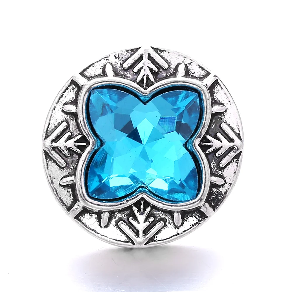 20pcs Metal Rhinestone Flower 18mm Snap Buttons Fit Interchangeable 18mm Leather Snap Button Bracelet