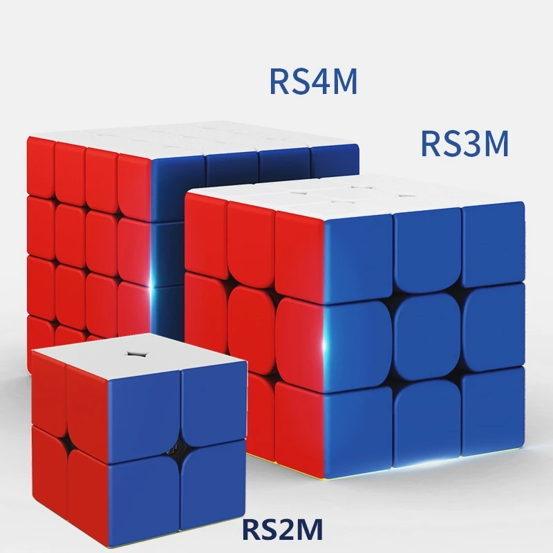 MOYU RS 시리즈 RS3M 2020 3X3 마그네틱 매직 스피드 큐브, RS2M 2X2 스티커리스 RS4M 4x4 피젯 장난감, RS 피라미드 스큐브 Cubo Magico
