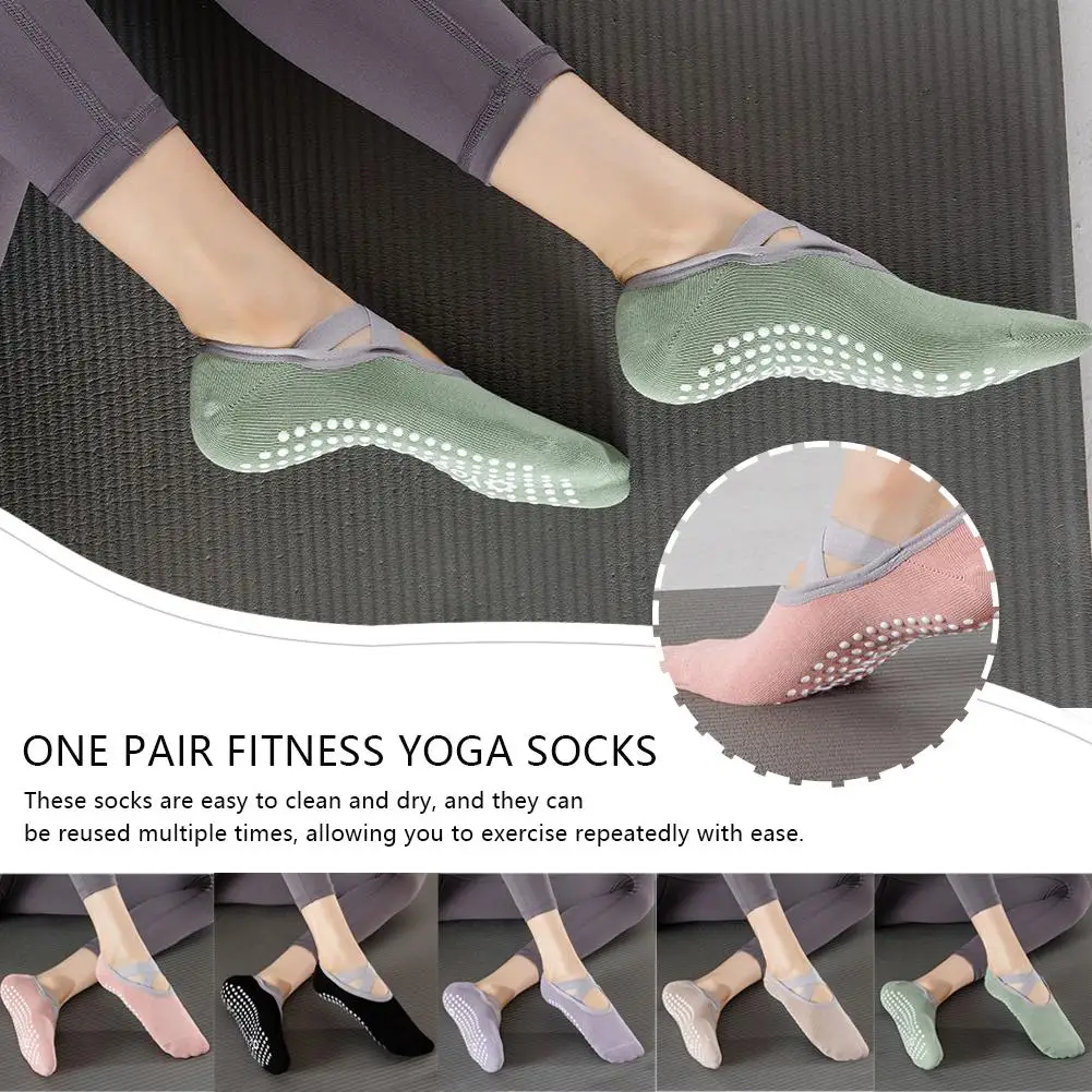 1pair Women Non-slip Yoga Socks Professional Fitness Section Strap Sports Ballet Socks Backless Breathable Dance Socks 2 Sd09b5ad7d3db4c57bb840ea5f8c6c12e9