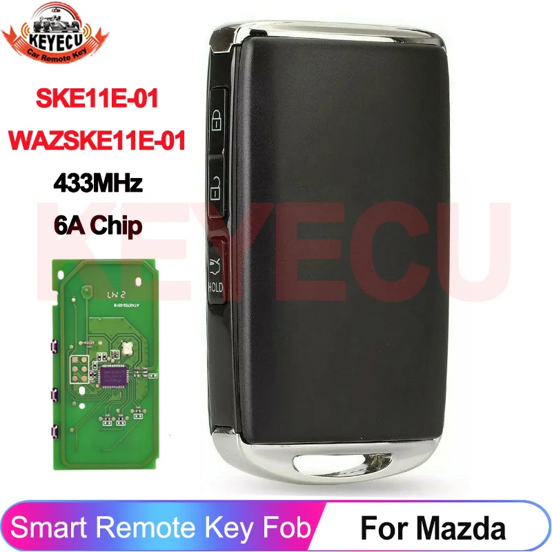 KEYECU WAZSKE11E-01 SKE11E-01 Für Mazda 3 Mazda3 M3 CX-30 CX30 2020 2021+ Smart Card 433MHz 6A Chip Fernbedienungsschlüssel BCYB-67-5DY